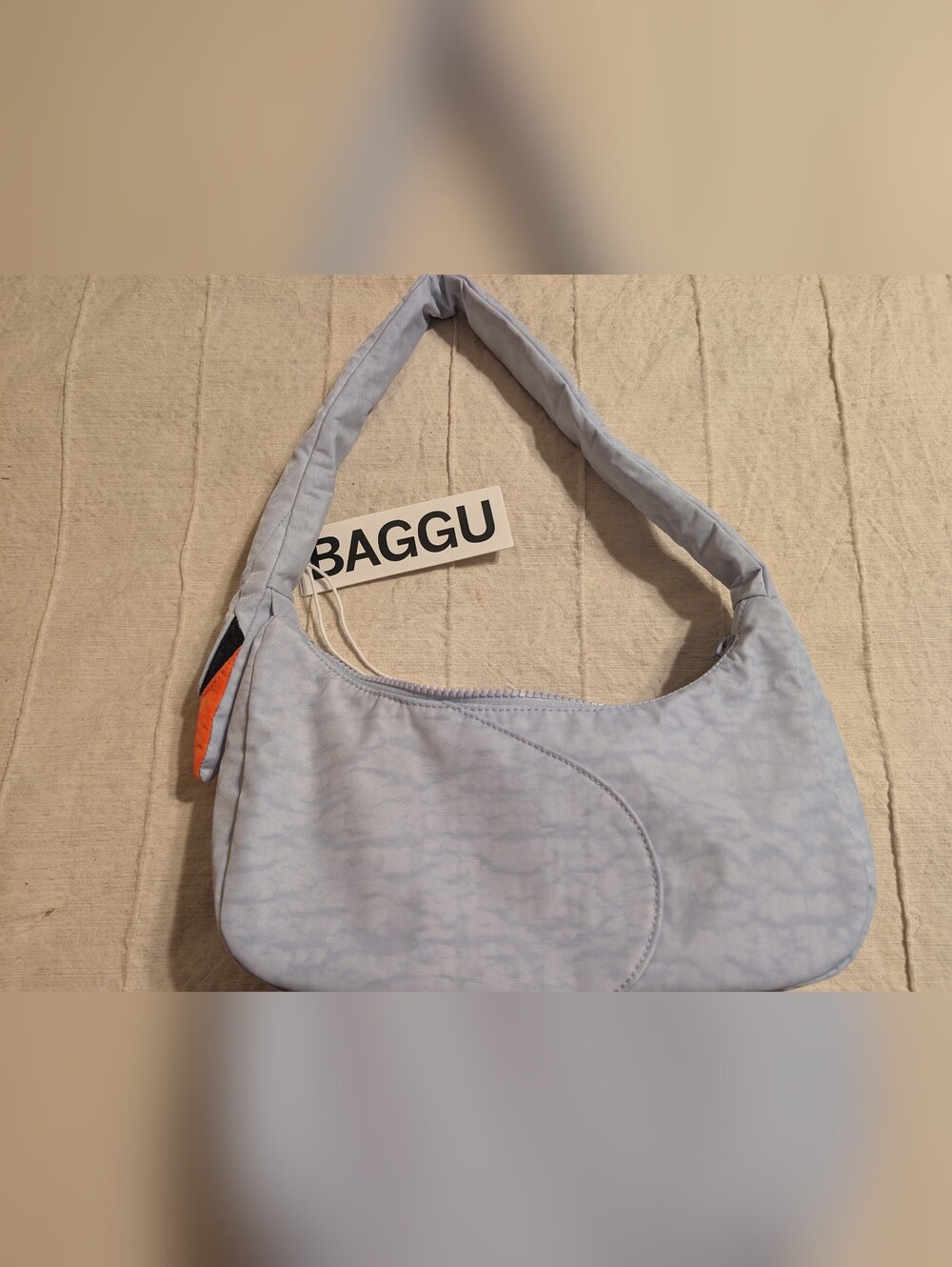 BAGGU Swan Bag Pale Blue Cloud-Print Shoulder Bag